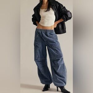 We The Free Navy Striped Parachute Jeans